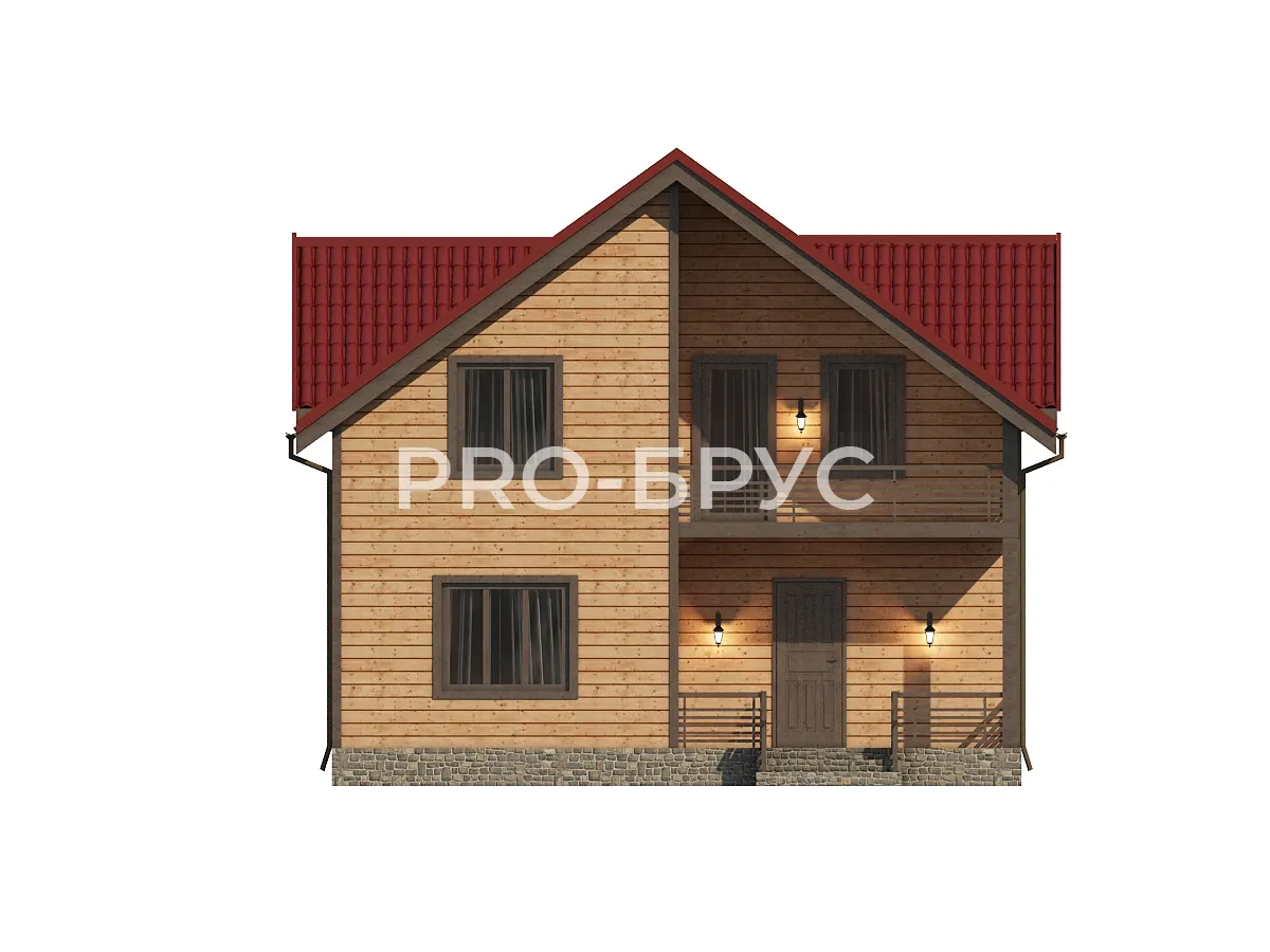 Проект дома из бруса - 9х10 - «Балашиха» - 135 м² - вид спереди