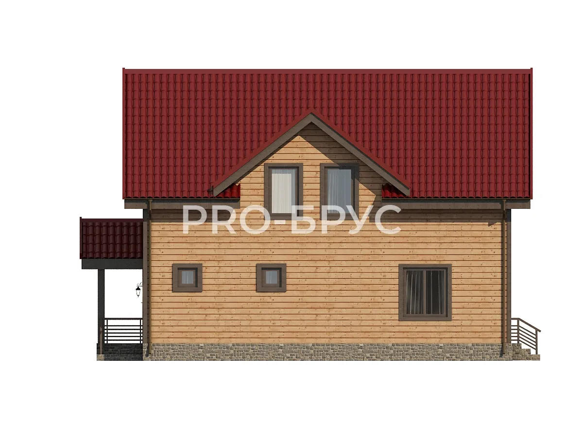 Проект дома из бруса - 9х10 - «Балашиха» - 135 м² - вид слева
