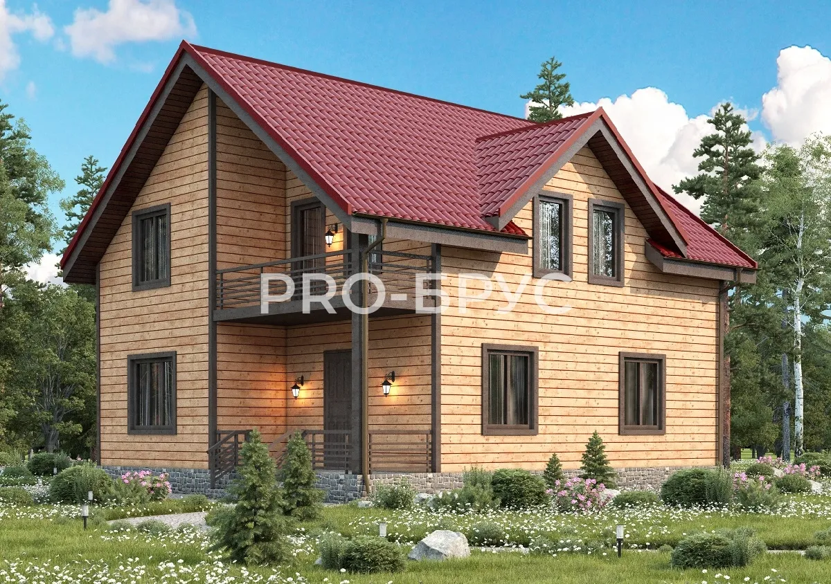 Проект дома из бруса - 9х10 - «Балашиха» - 135 м² - главный вид