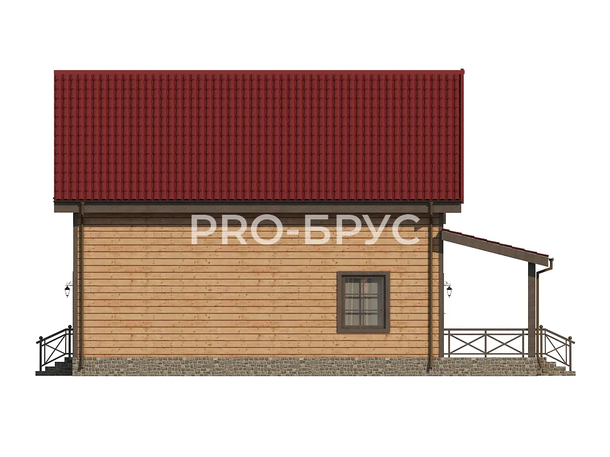Проект дома из бруса - 8х12 - «Красногорск» - 141 м² - вид справа