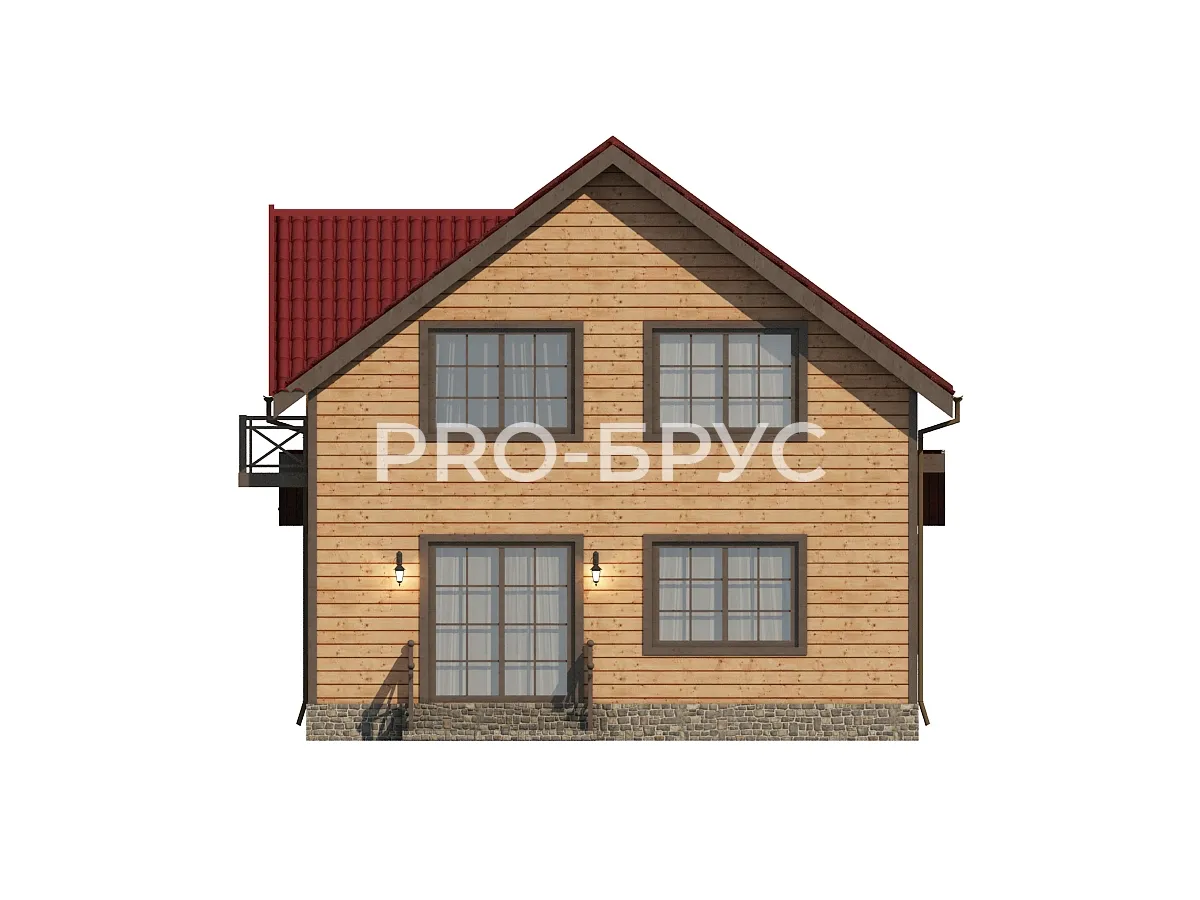Проект дома из бруса - 8х12 - «Красногорск» - 141 м² - вид сзади