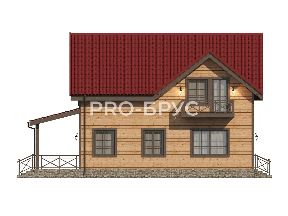 Проект дома из бруса - 8х12 - «Красногорск» - 141 м² - вид слева