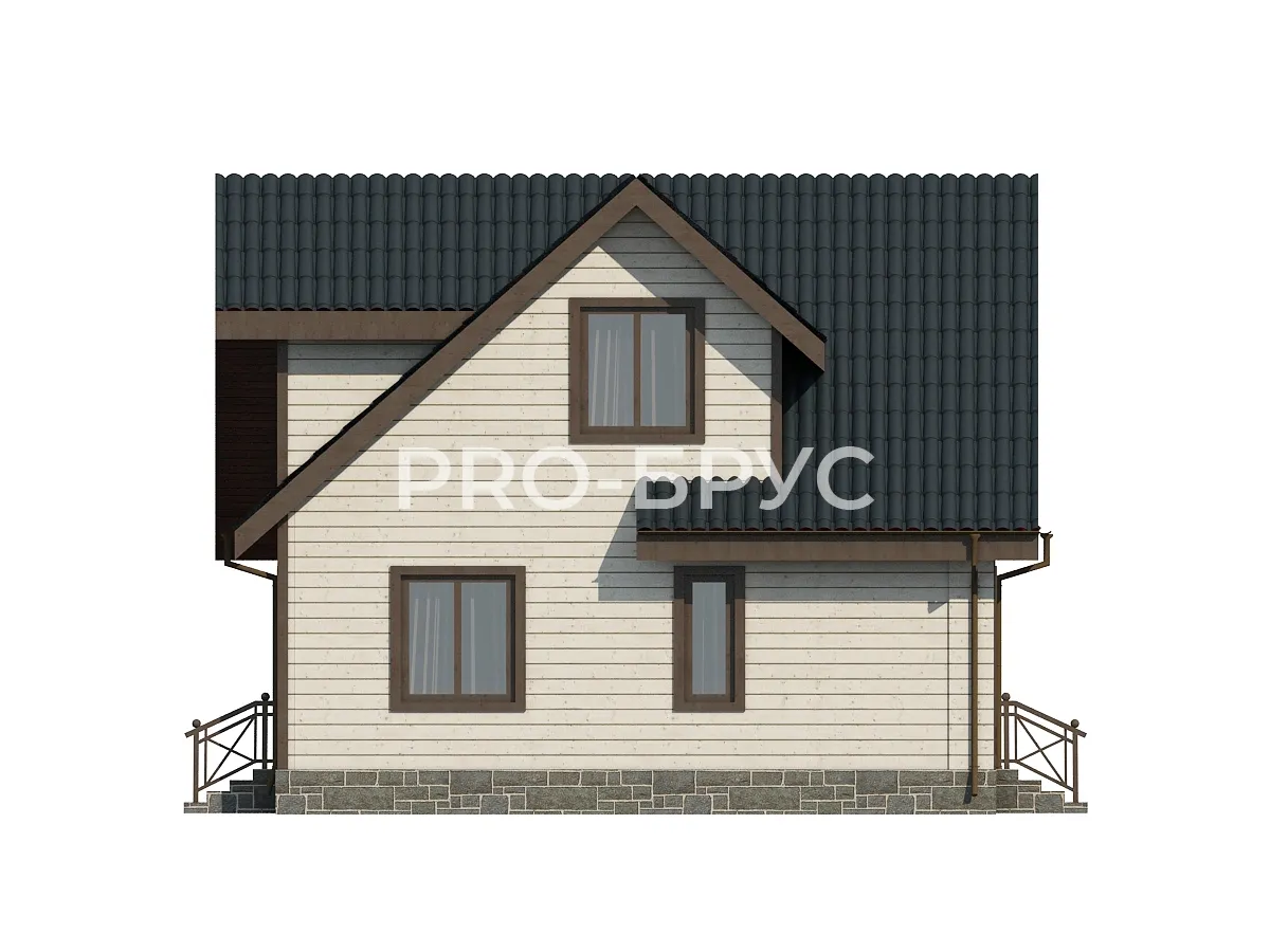 Проект дома из бруса - 7х8 - «Электросталь» - 100 м² - вид слева