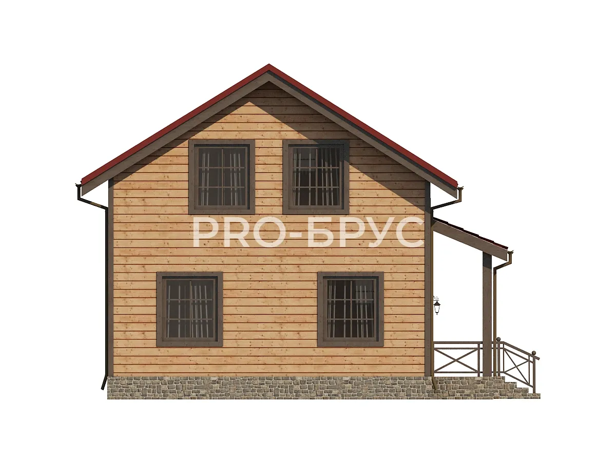 Проект дома из бруса - 8х8 - «Одинцово» - 124 м² - вид спереди