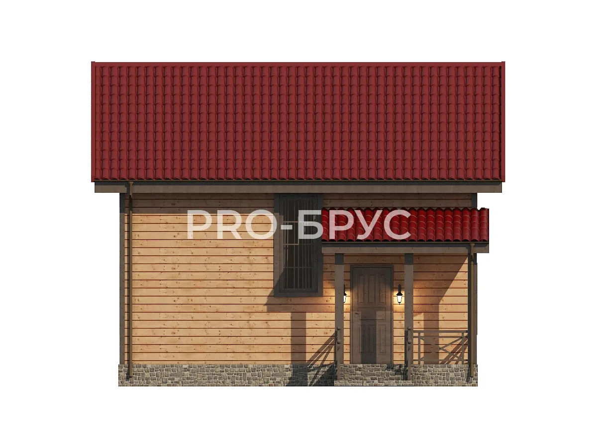 Проект дома из бруса - 8х8 - «Одинцово» - 124 м² - вид слева