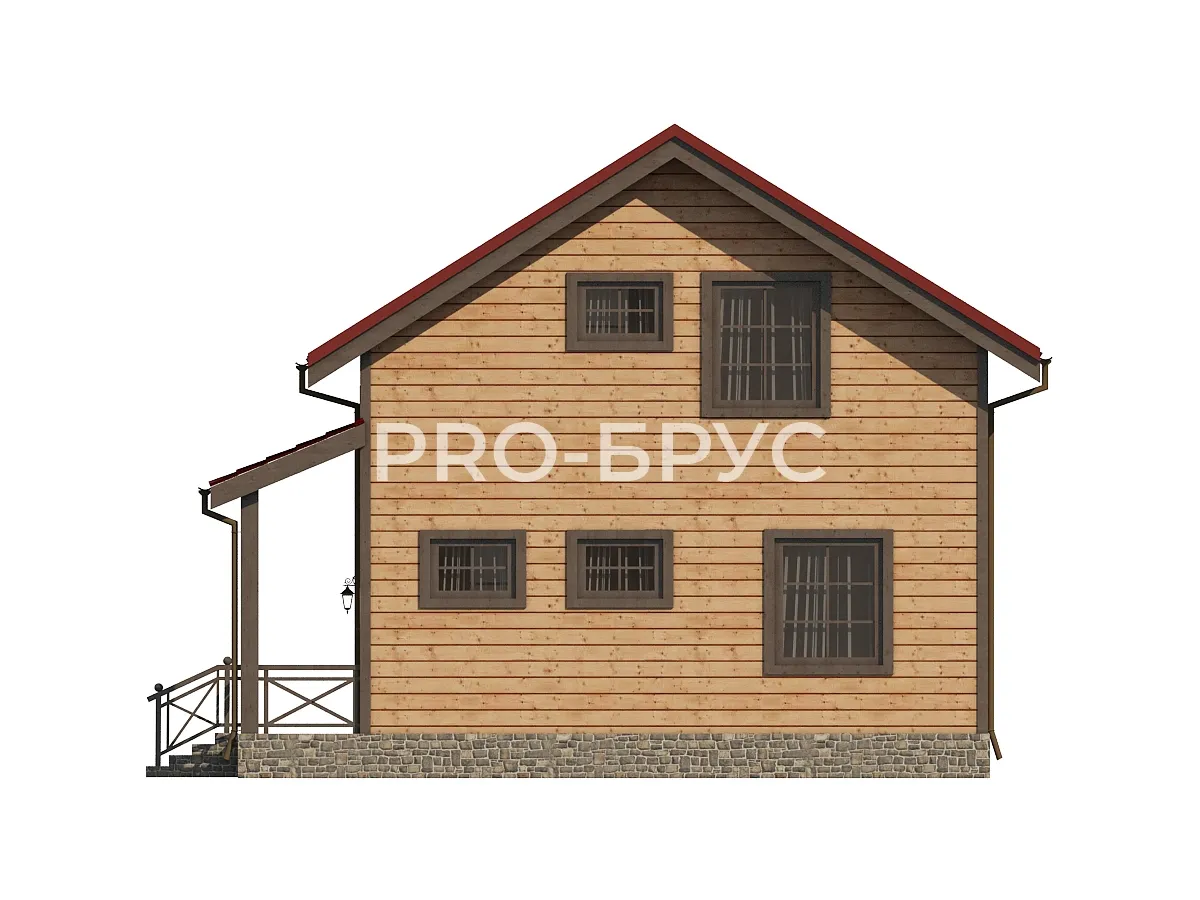 Проект дома из бруса - 8х8 - «Одинцово» - 124 м² - вид сзади