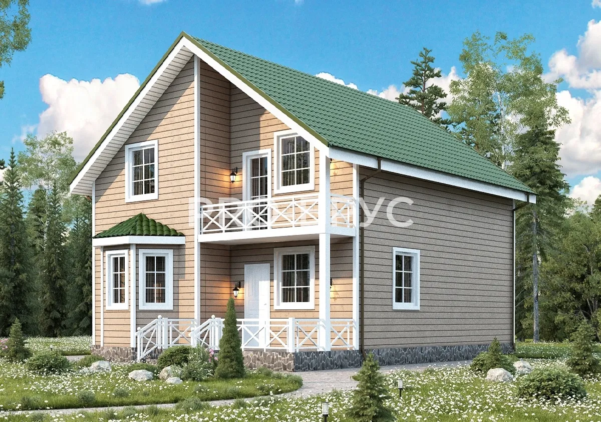 Проект дома из бруса - 9х14 - «Домодедово» - 189 м² - главный вид