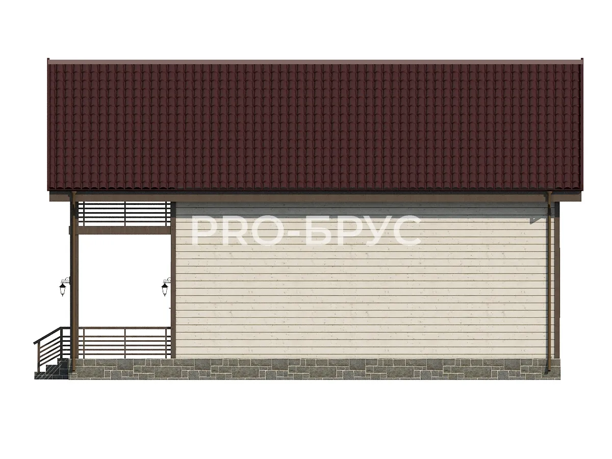 Проект дома из бруса - 9х11 - «Щёлково» - 140 м² - вид справа