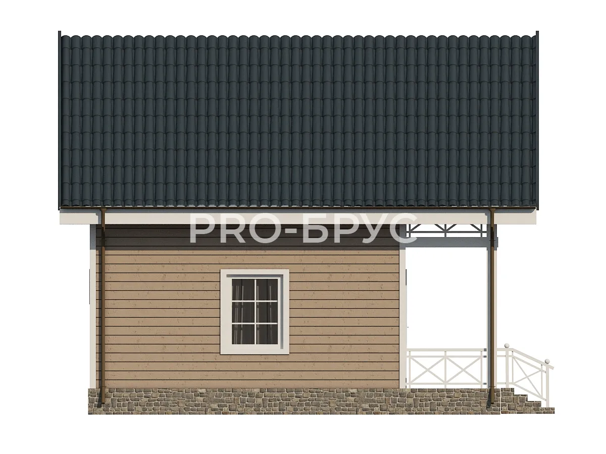 Проект дома из бруса - 5х7 - «Реутов» - 66 м² - вид слева