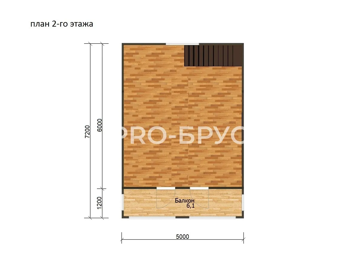 Проект дома из бруса - 5х7 - «Реутов» - 66 м² - планировка второго этажа