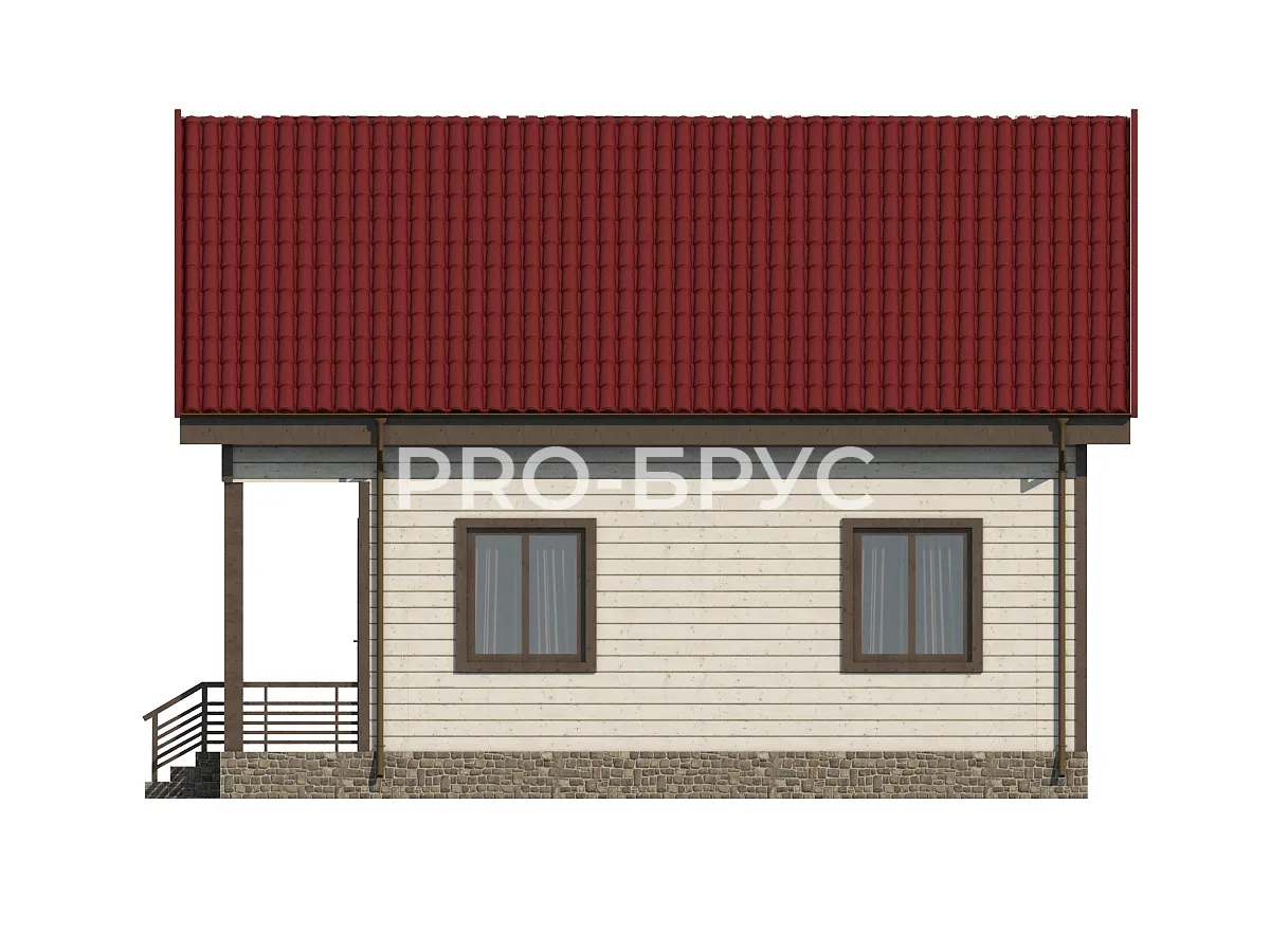 Проект дома из бруса - 8х9 - «Сергиев Посад» - 87 м² - вид справа