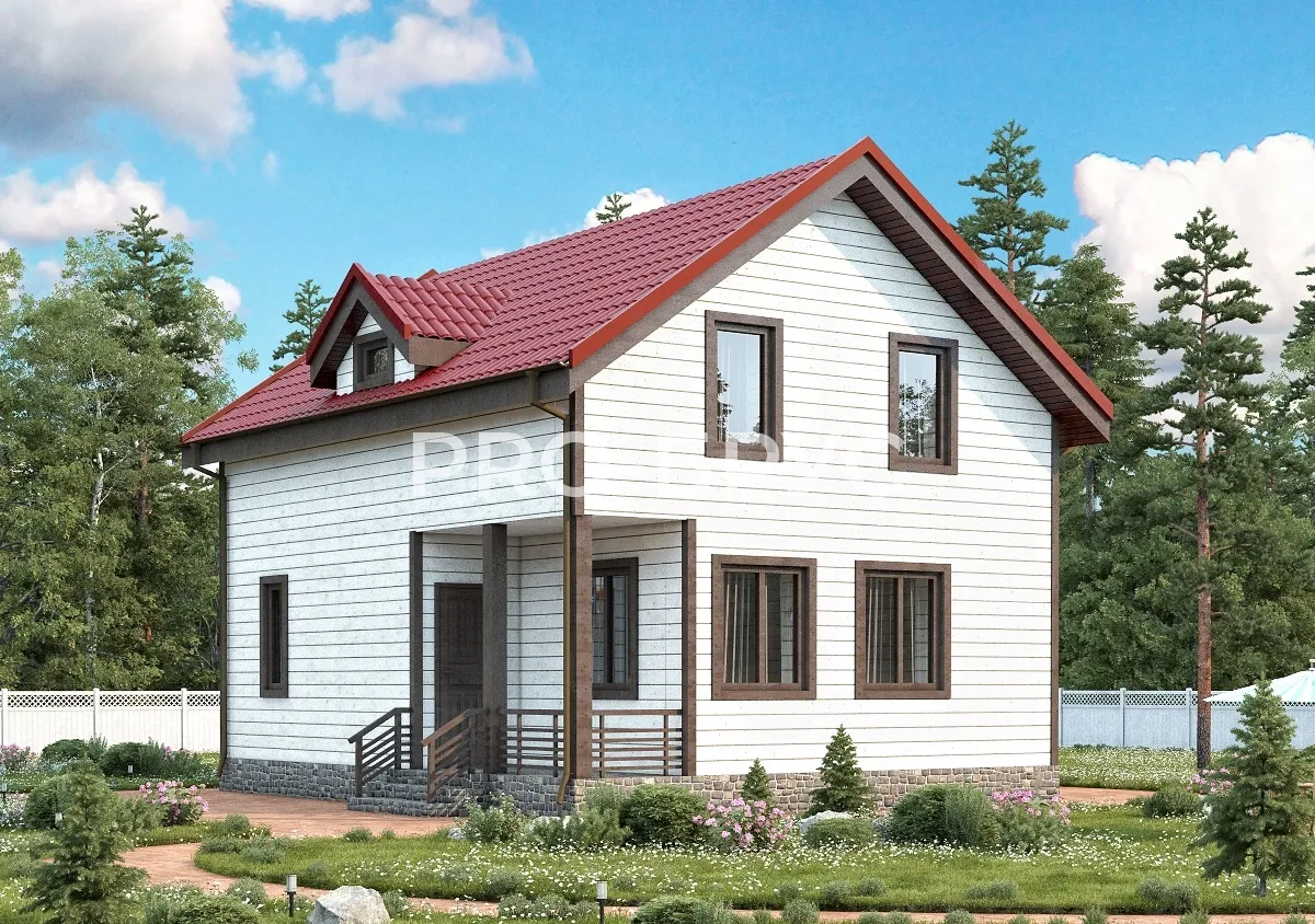 Проект дома из бруса - 9х7 - «Воскресенск» - 106 м² - главный вид