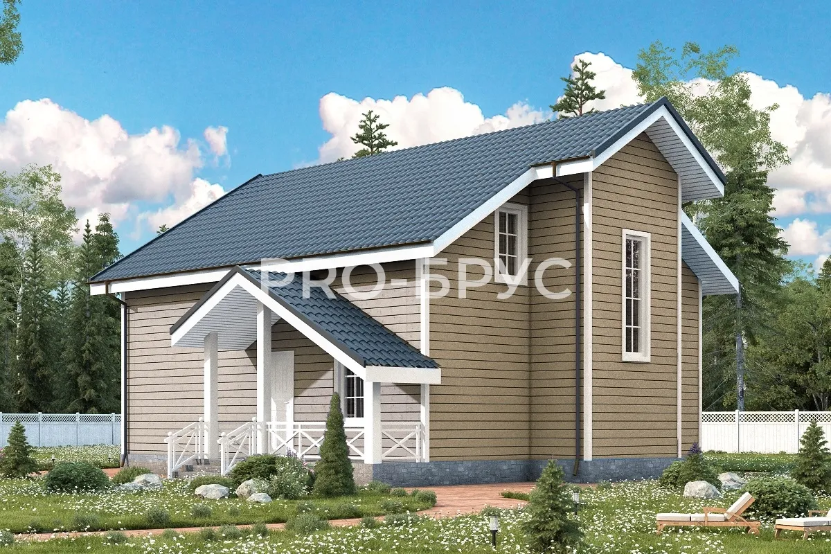 Проект дома из бруса - 11х10 - «Дзержинский» - 158 м² - главный вид