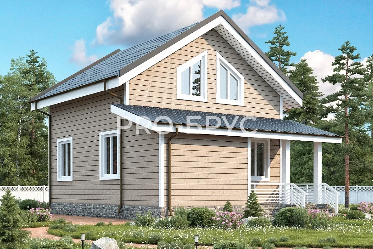 Проект дома из бруса - 7х8 - «Ивантеевка» - 80 м² - главный вид