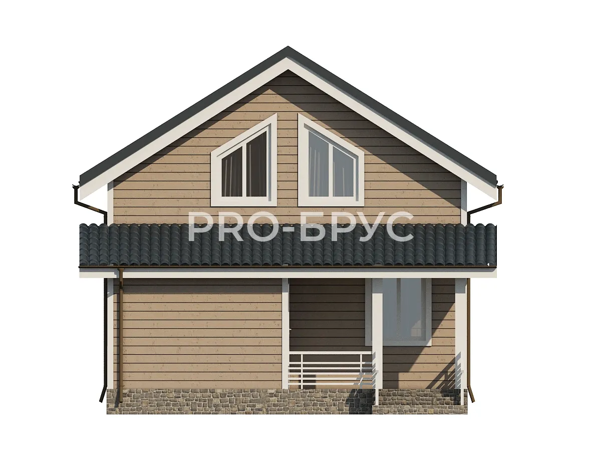 Проект дома из бруса - 7х8 - «Ивантеевка» - 80 м² - вид спереди