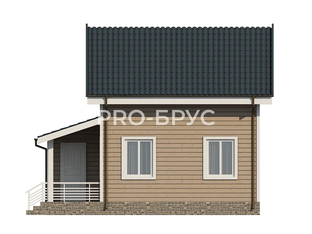 Проект дома из бруса - 7х8 - «Ивантеевка» - 80 м² - вид слева