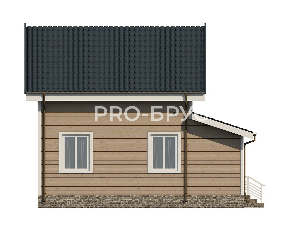 Проект дома из бруса - 7х8 - «Ивантеевка» - 80 м² - вид справа