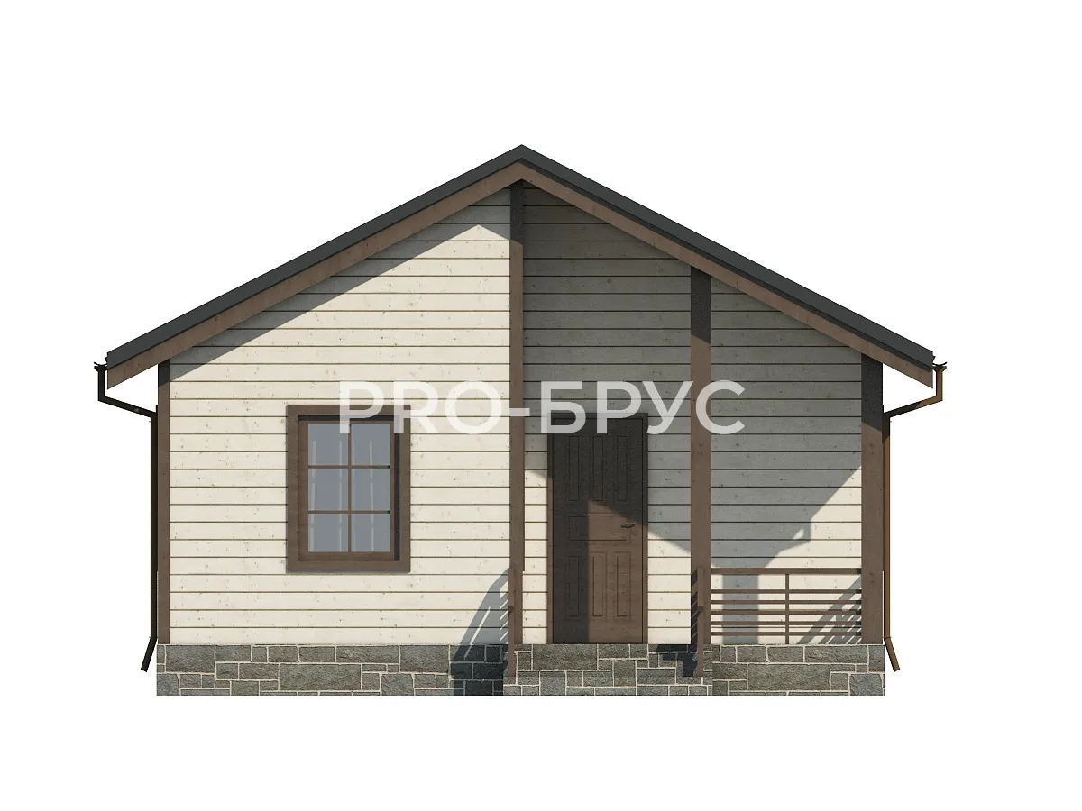 Проект дома из бруса - 7х7 - «Клин» - 49 м² - вид спереди