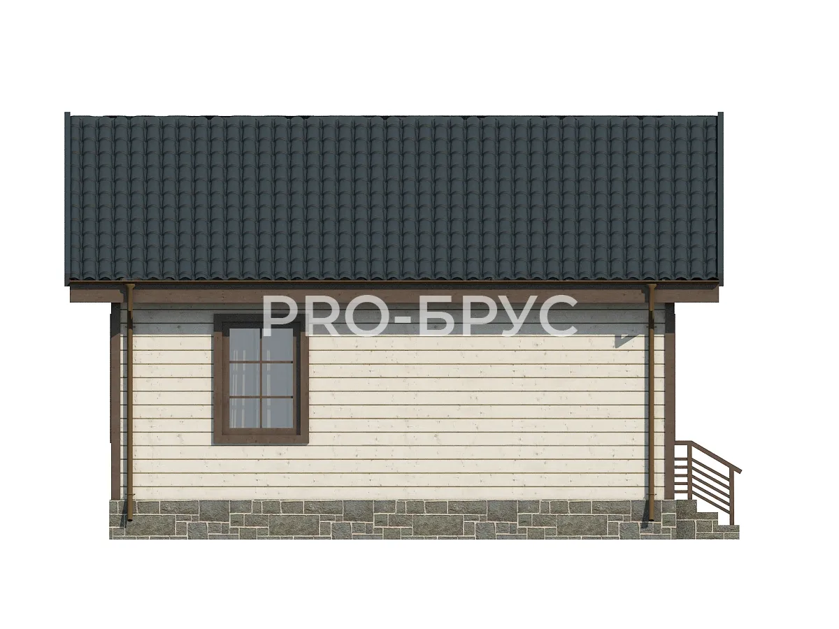 Проект дома из бруса - 7х7 - «Клин» - 49 м² - вид справа