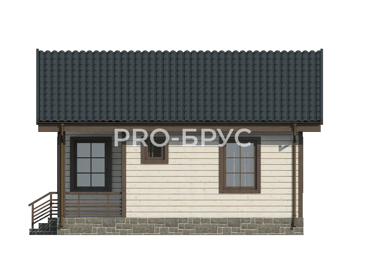 Проект дома из бруса - 7х7 - «Клин» - 49 м² - вид слева