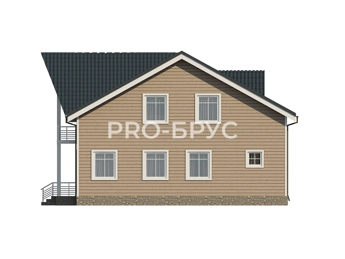 Проект дома из бруса - 9х10 - «Солнечногорск» - 146 м² - вид слева