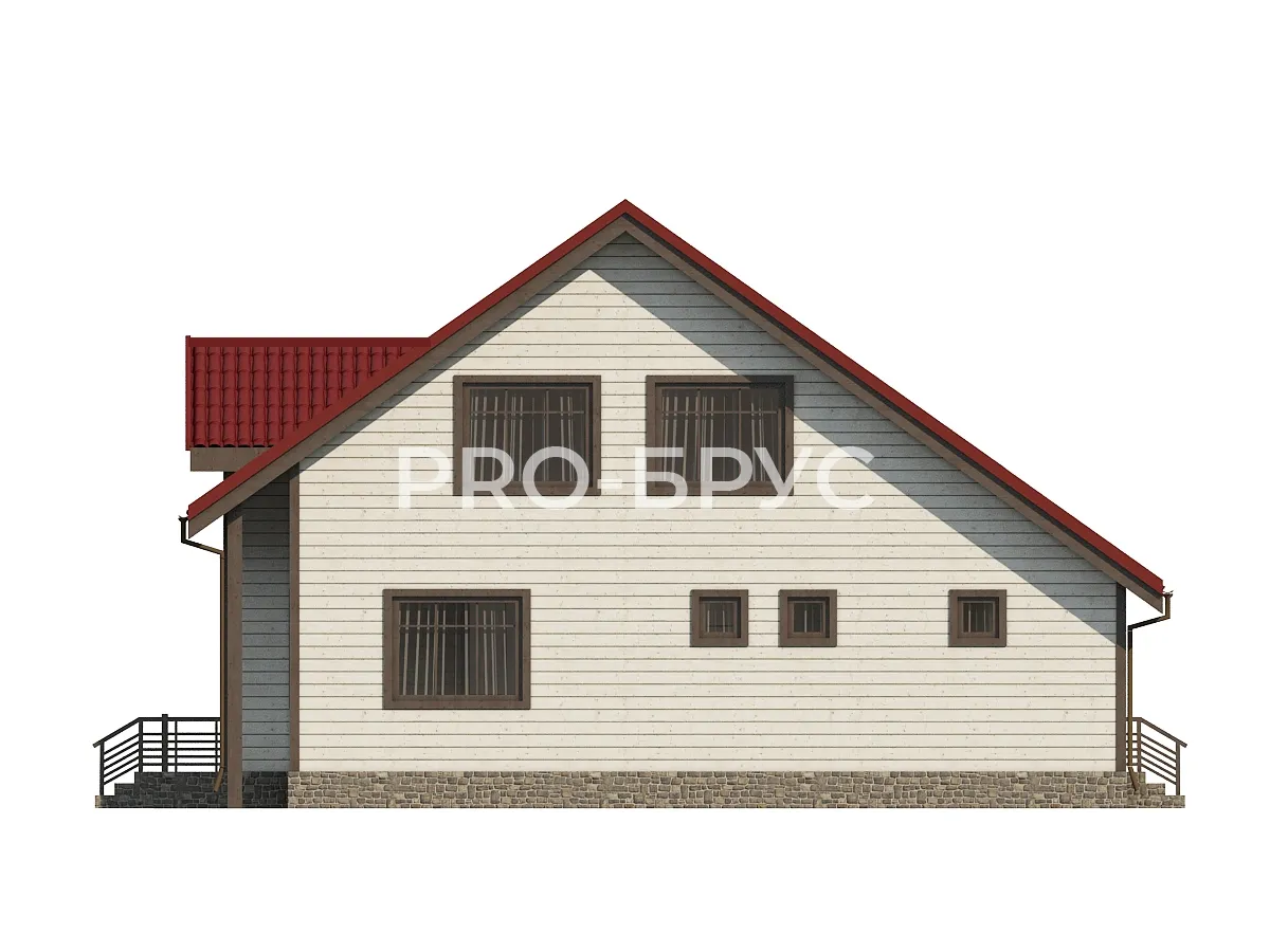 Проект дома из бруса - 10х12 - «Павловский Посад» - 159 м² - вид справа