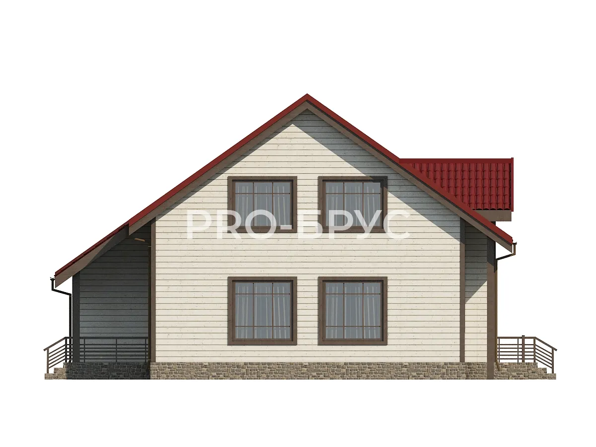 Проект дома из бруса - 10х12 - «Павловский Посад» - 159 м² - вид слева