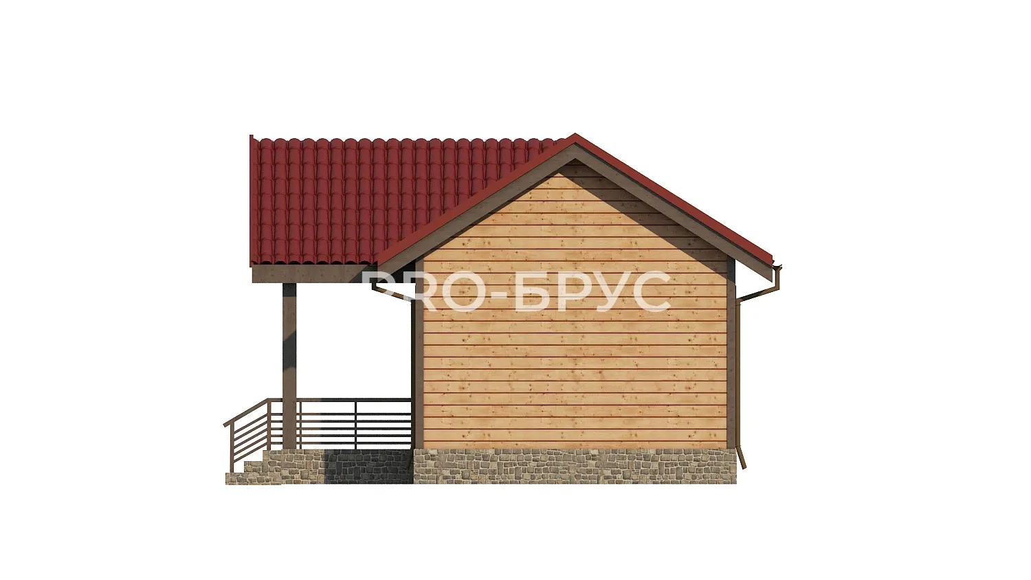 Проект дома из бруса - 7х9 - «Ступино» - 55 м² - вид слева