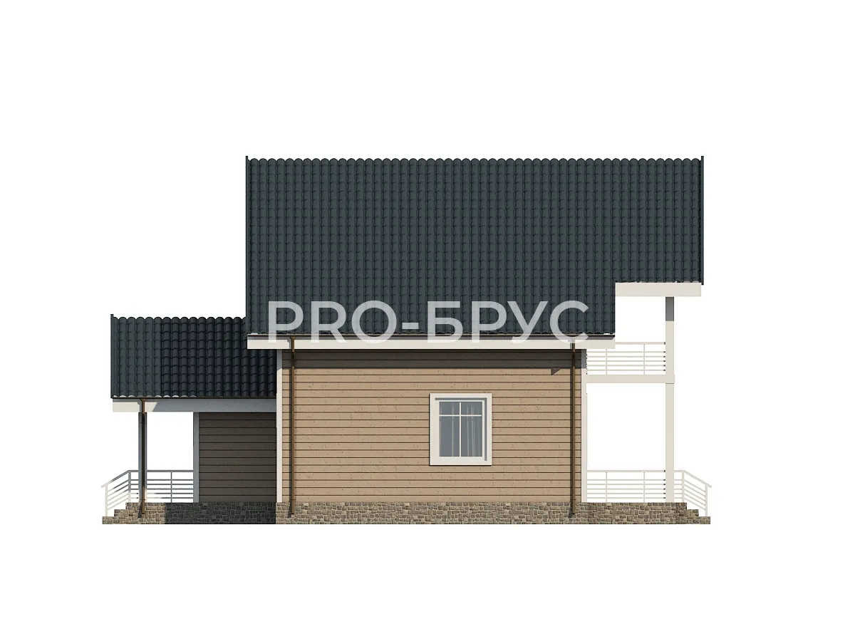 Проект дома из бруса - 12х12 - «Истра» - 142 м² - вид справа