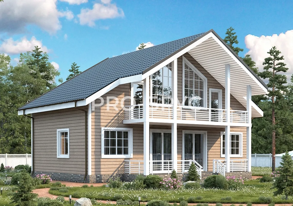 Проект дома из бруса - 12х12 - «Истра» - 142 м² - главный вид