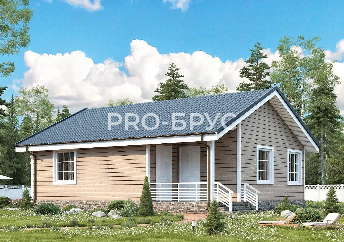 Проект дома из бруса - 8х10 - «Кашира» - 80 м² - главный вид