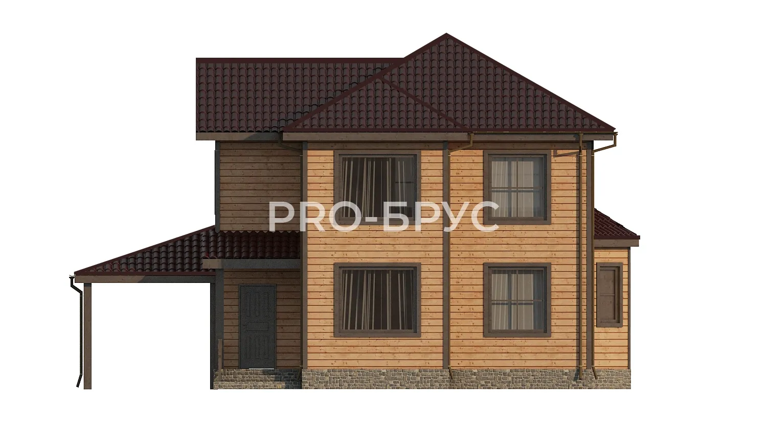 Проект дома из бруса - 9х14 - «Шатура» - 185 м² - вид спереди