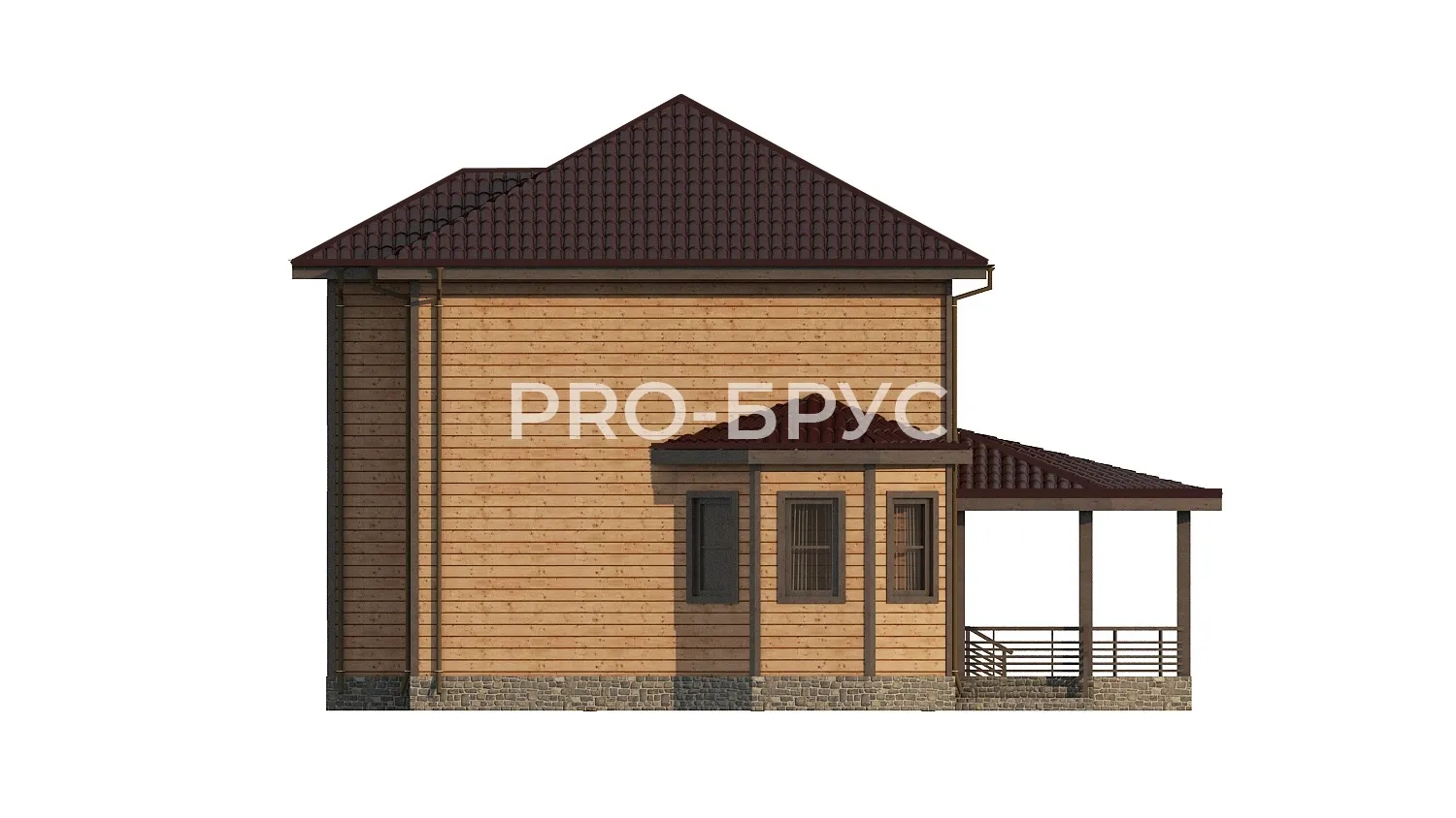 Проект дома из бруса - 9х14 - «Шатура» - 185 м² - вид слева