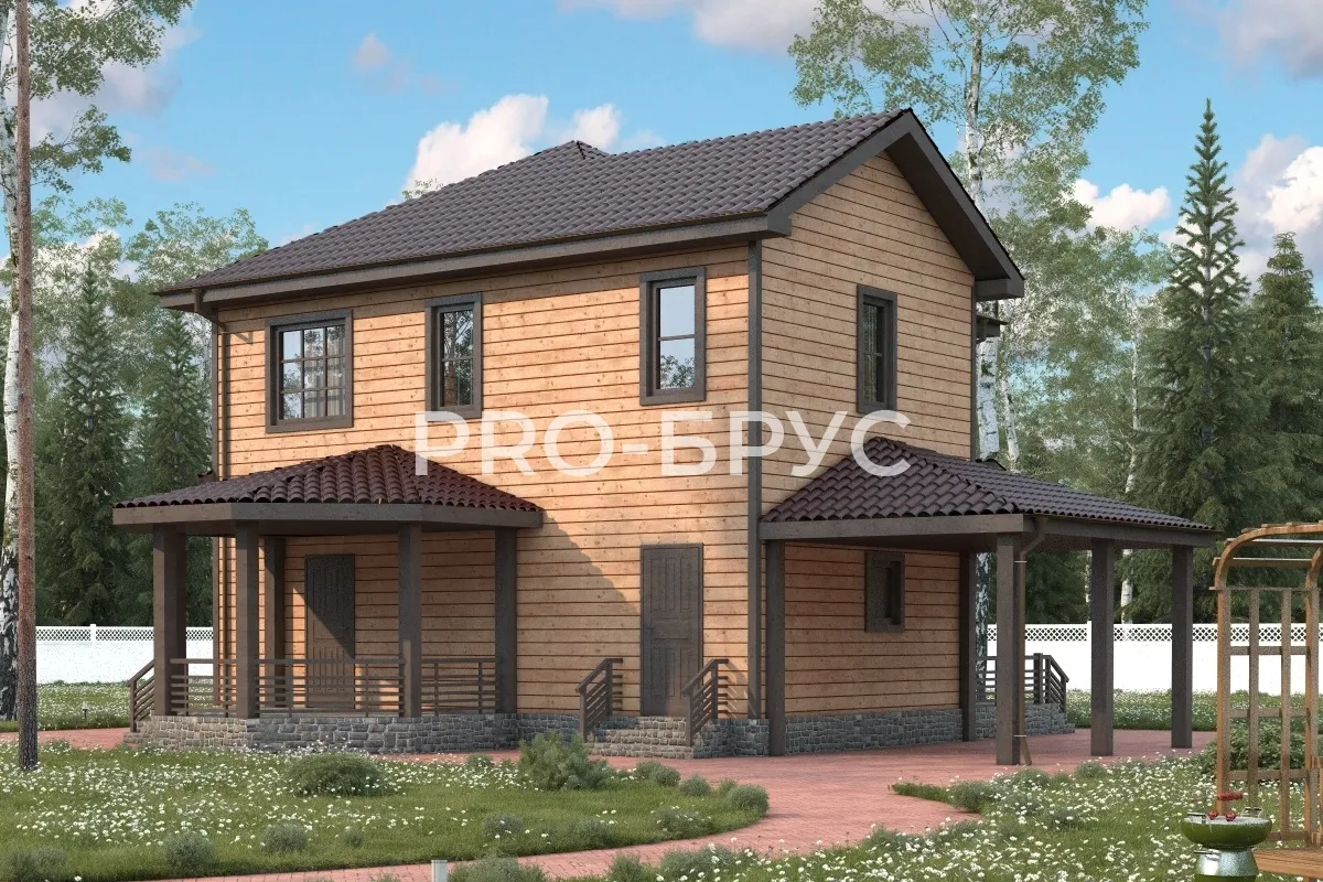 Проект дома из бруса - 9х14 - «Шатура» - 185 м² - главный вид