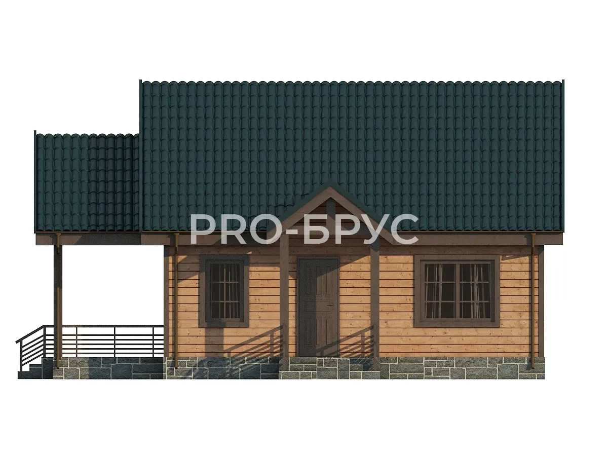 Проект дома из бруса - 9х11 - «Пущино» - 100 м² - вид слева