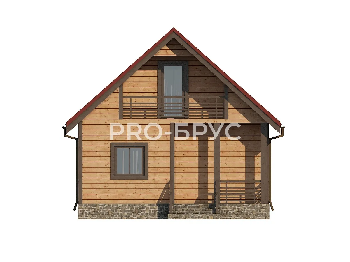 Проект дома из бруса - 6х7 - «Протвино» - 70 м² - вид спереди