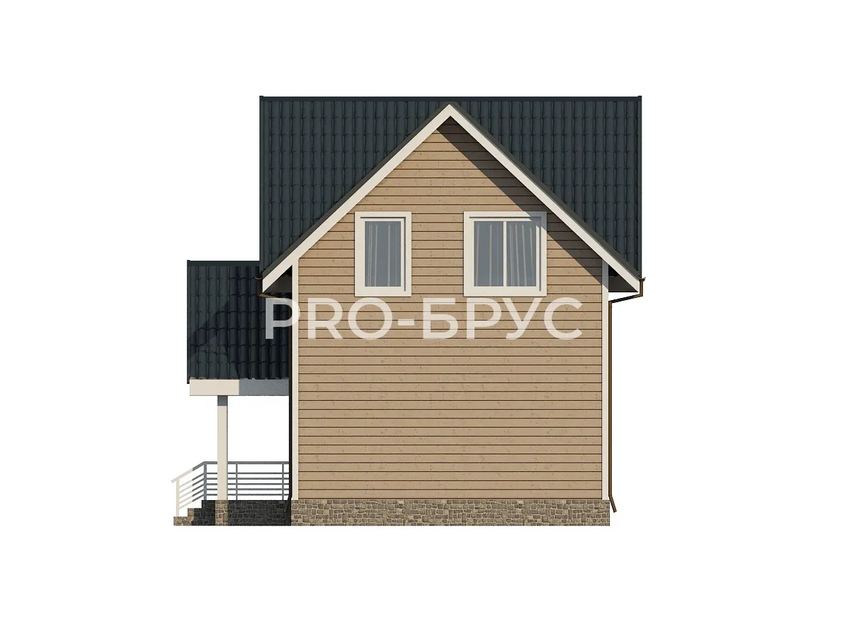 Проект дома из бруса - 9х9 - «Бронницы» - 90 м² - вид справа