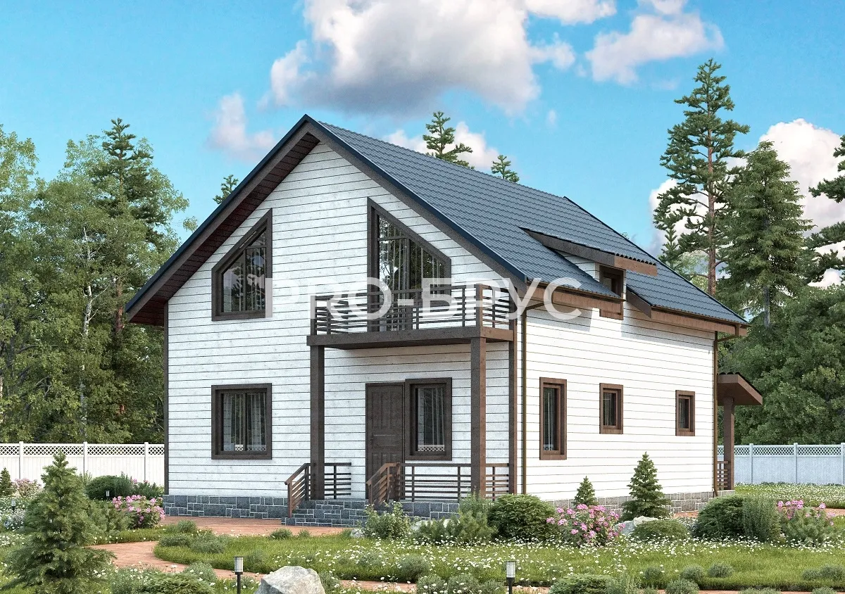 Проект дома из бруса - 9х12 - «Высоковск» - 160 м² - главный вид