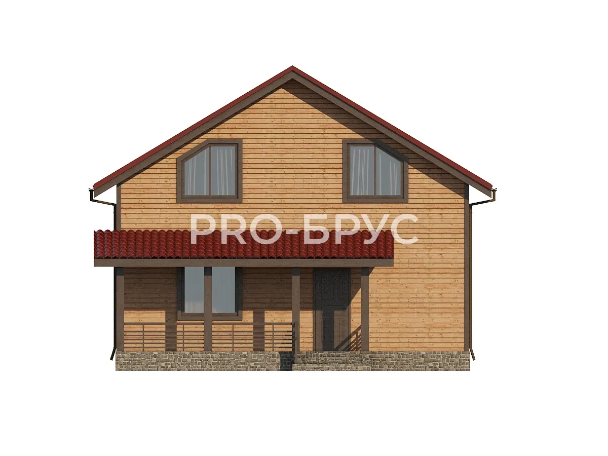 Проект дома из бруса - 9х11 - «Котельники» - 145 м² - вид спереди