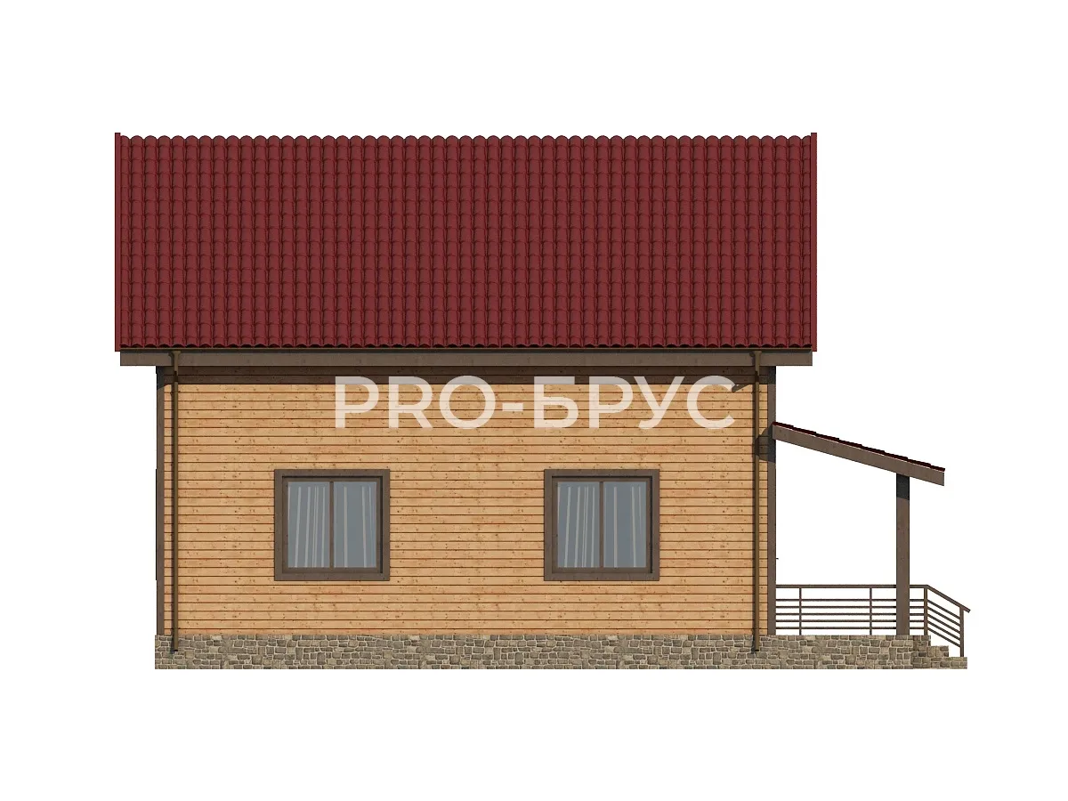 Проект дома из бруса - 9х11 - «Котельники» - 145 м² - вид слева