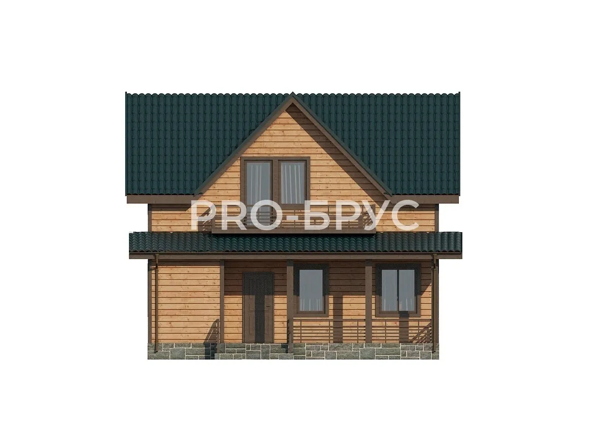 Проект дома из бруса - 8х9 - «Красноармейск» - 119 м² - вид спереди