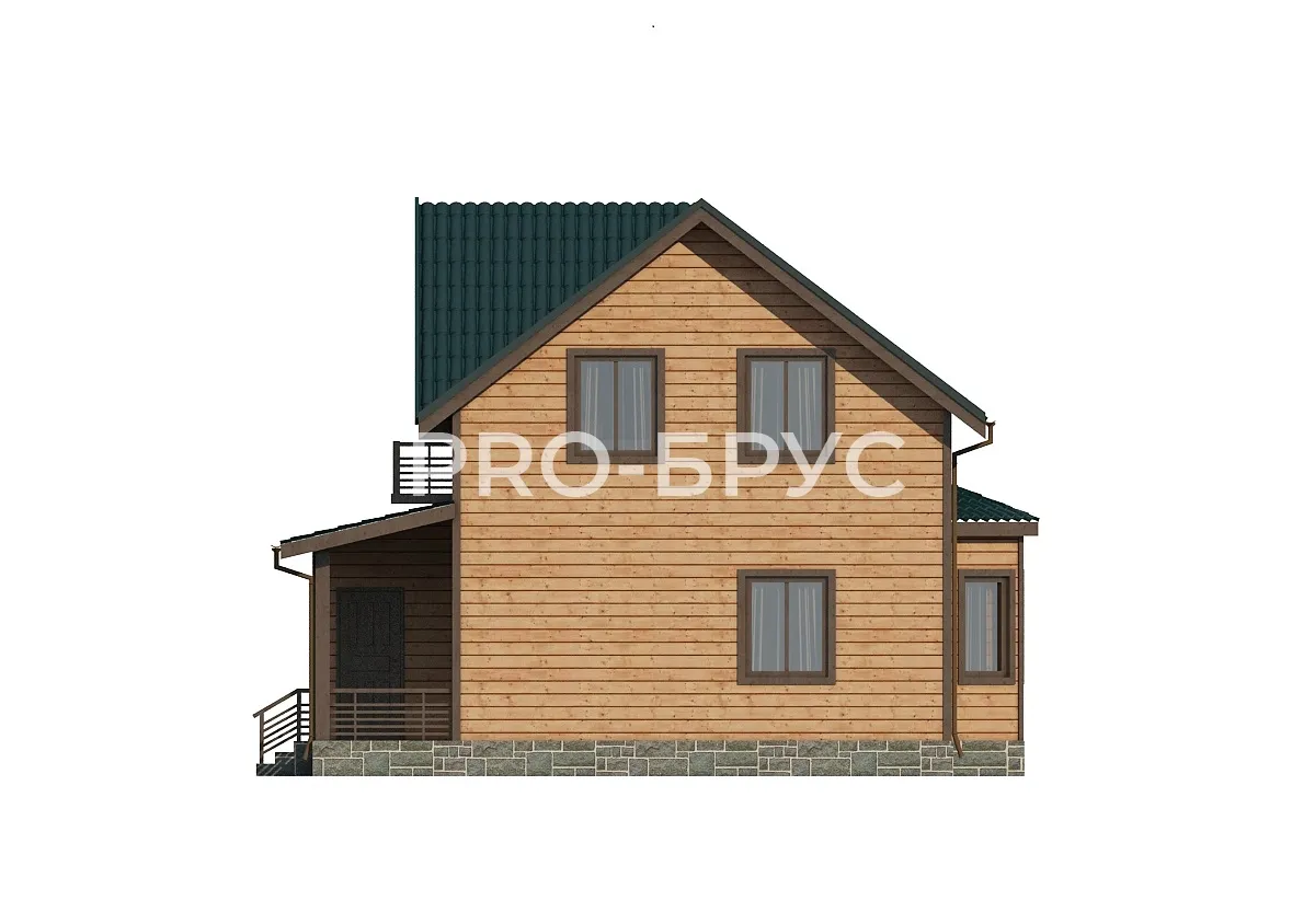 Проект дома из бруса - 8х9 - «Красноармейск» - 119 м² - вид справа