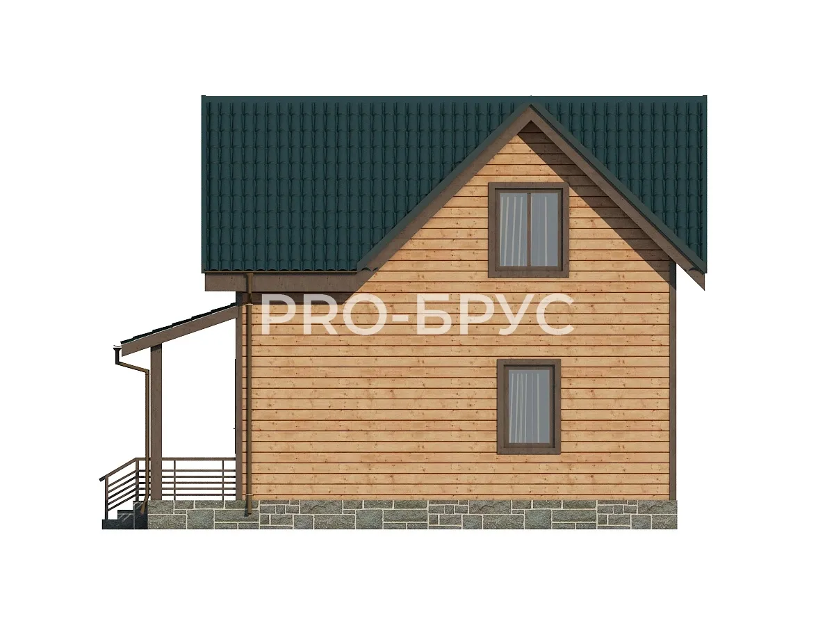Проект дома из бруса - 6х8 - «Куровское» - 80 м² - вид справа