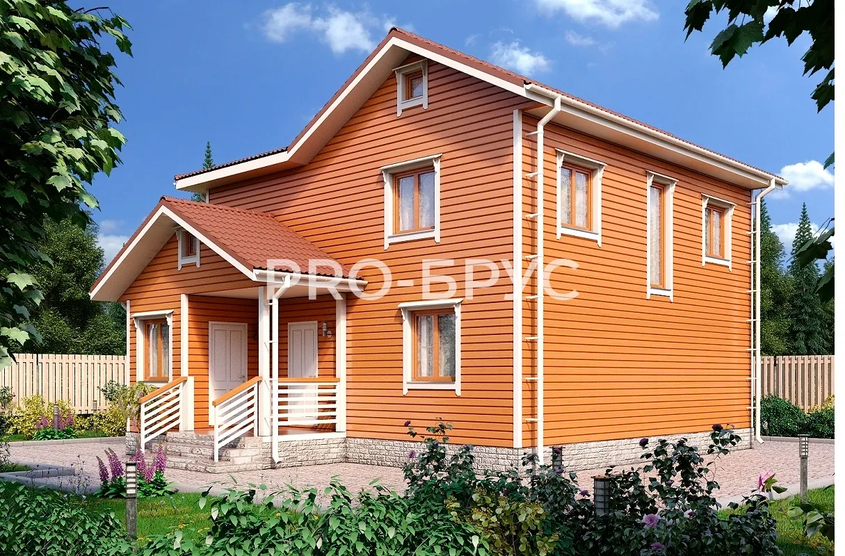 Проект дома из бруса - 10х11 - «Кубинка» - 164 м² - главный вид