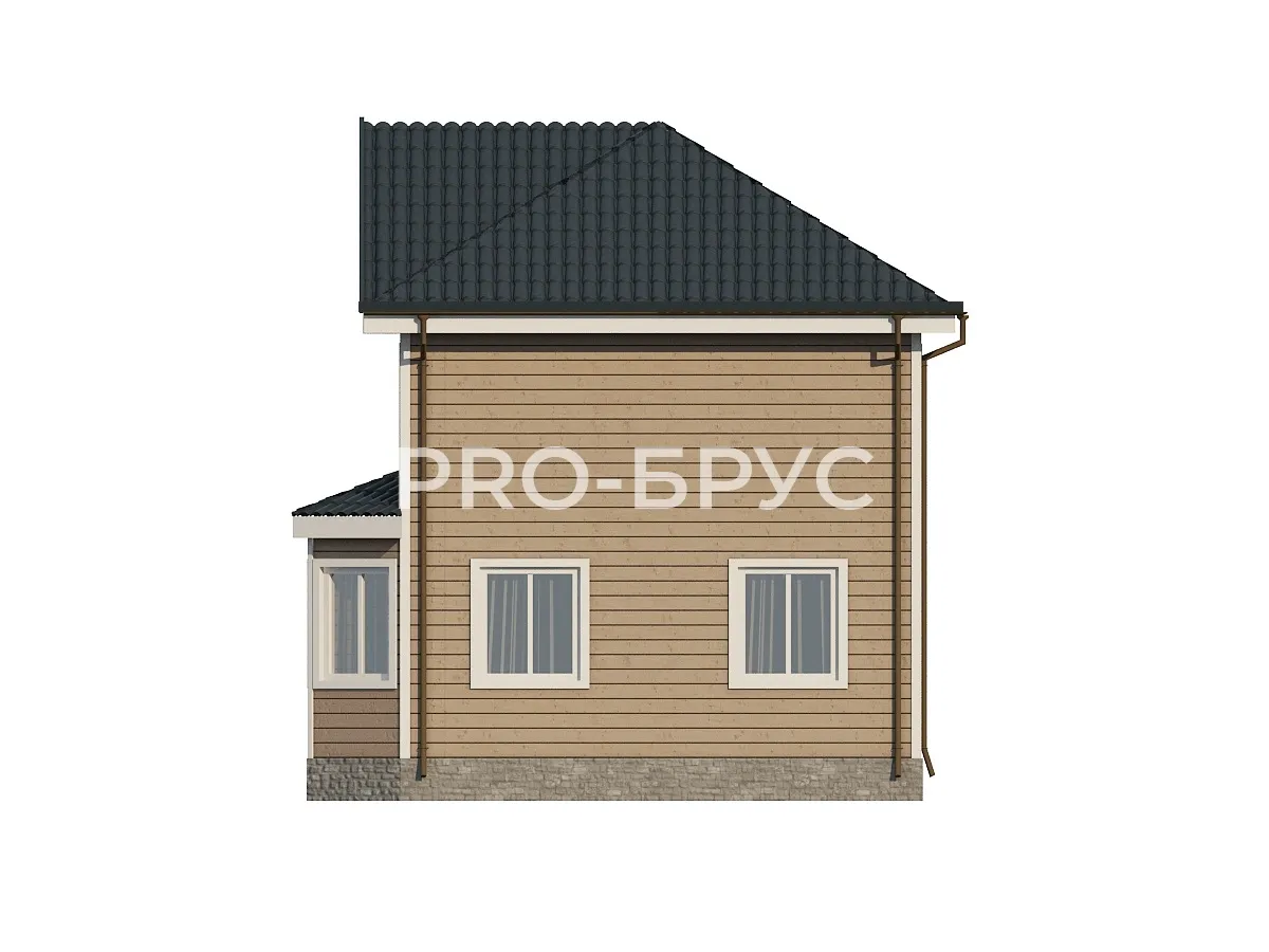 Проект дома из бруса - 7х9 - «Чехов» - 100 м² - вид слева