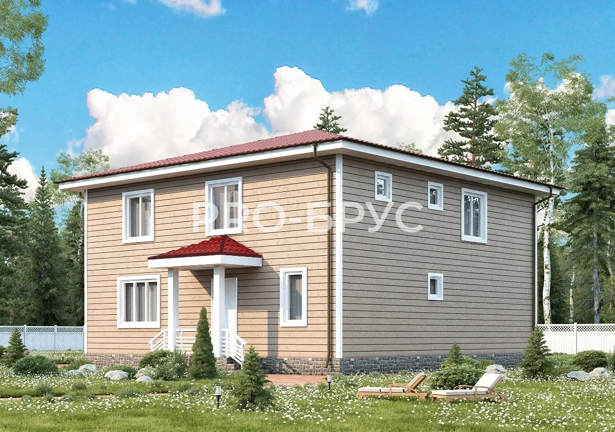 Проект дома из бруса - 10х10 - «Озёры» - 173 м² - главный вид