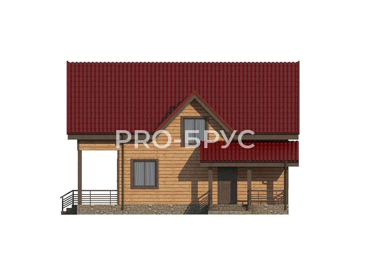 Проект дома из бруса - 8х10 - «Талдом» - 146 м² - вид слева