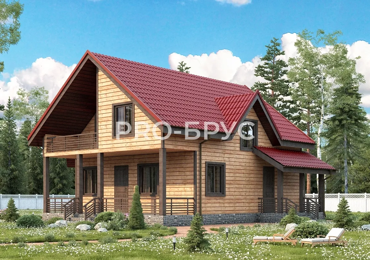 Проект дома из бруса - 8х10 - «Талдом» - 146 м² - главный вид