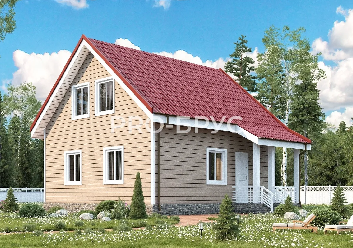 Проект дома из бруса - 8х9 - «Ашукино» - 120 м² - главный вид