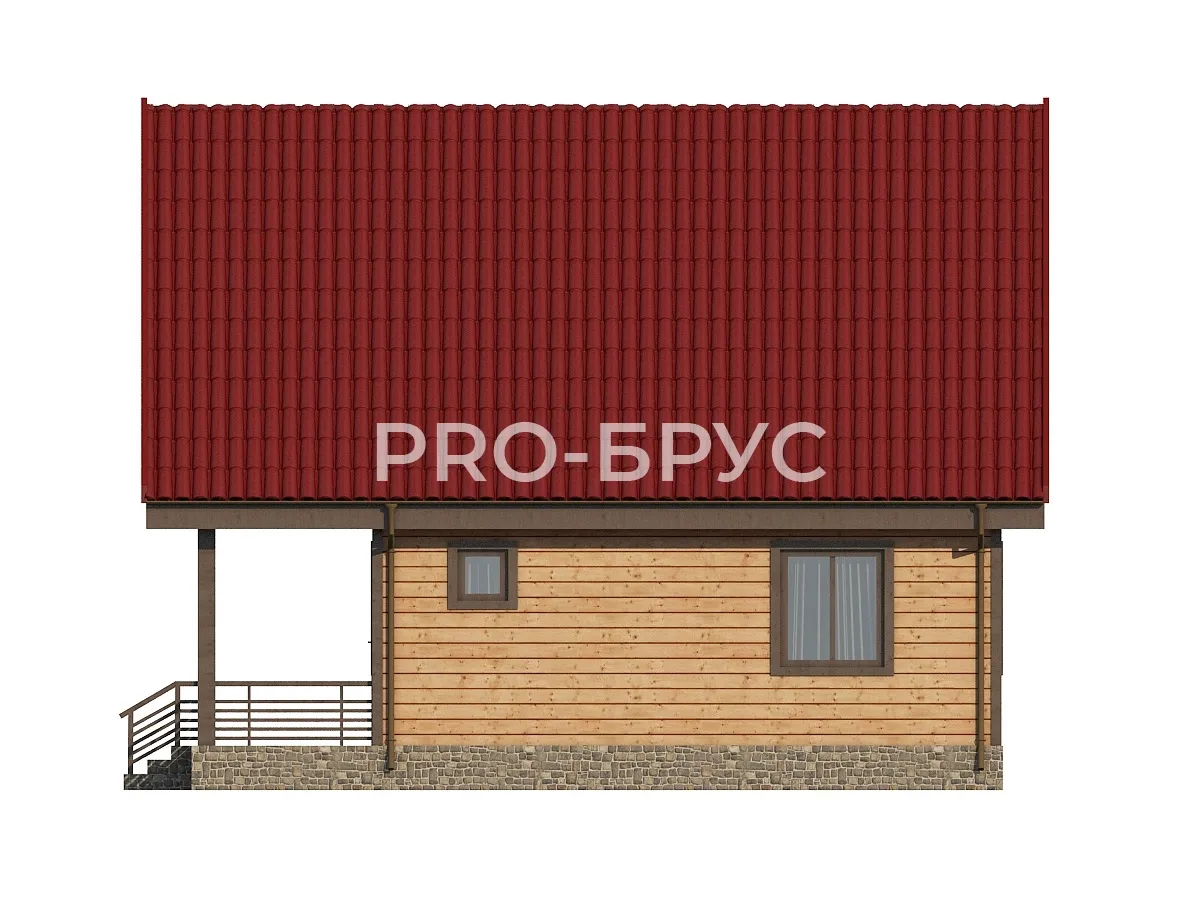 Проект дома из бруса - 7х9 - «Белоозёрский» - 100 м² - вид справа